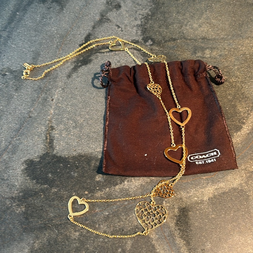 Coach Heart logo Gold tone Necklace - Picture 7 of 7